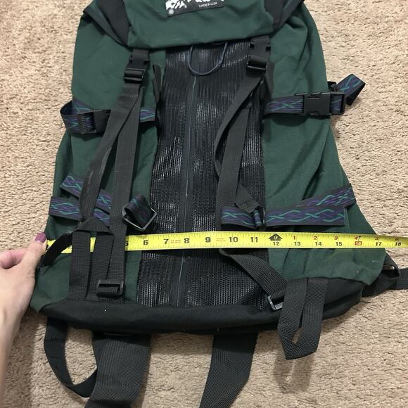 VTG Jansport Forest Green Geometric Outdoor Hiking School Backpack USA Made Logo main image 5